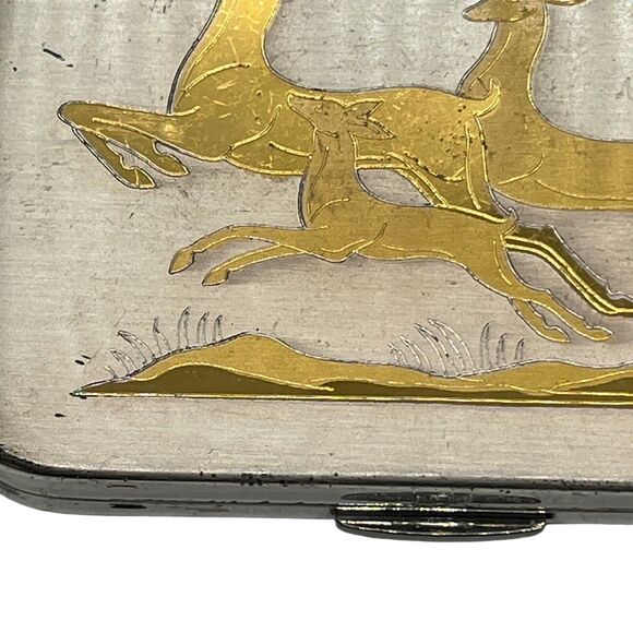 Elgin Compact Deer American Made Silver Tone Gold Tone MCM Retro Chic 50s 60s - Picture 3 of 16